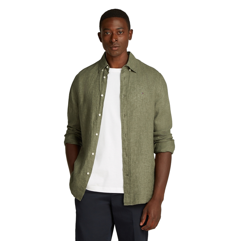 Heren Overhemd MW0MW34602PLI Tommy Hilfiger GROEN