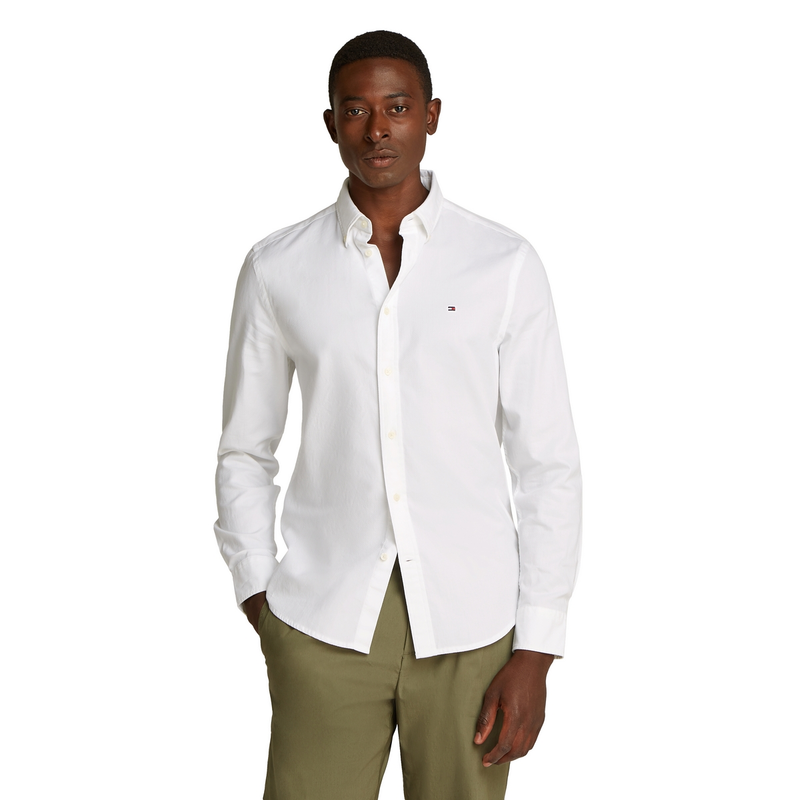 Heren Overhemd MW0MW38556YCF Tommy Hilfiger Wit