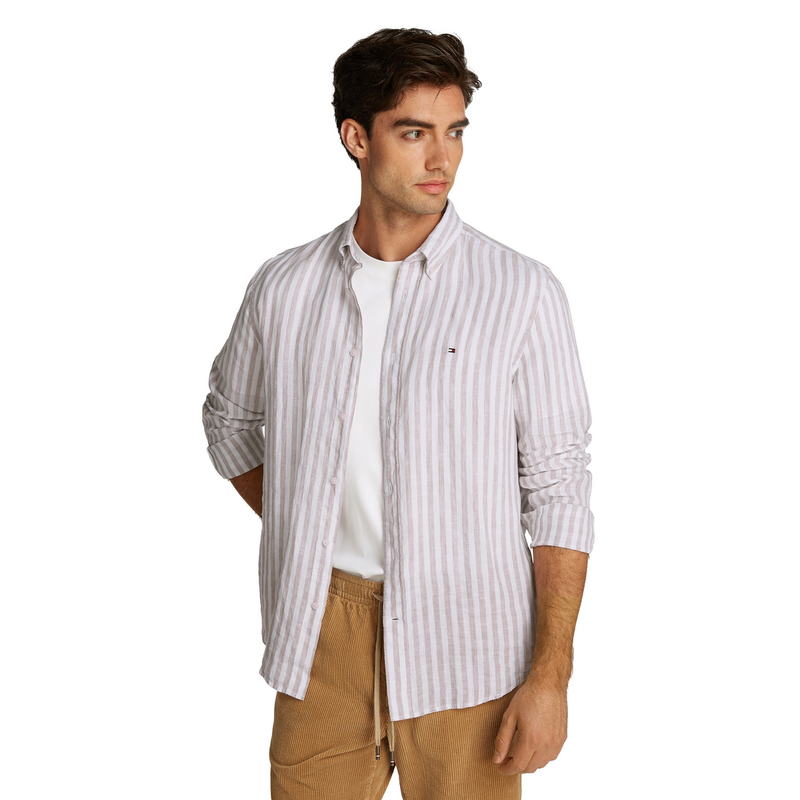 Heren Overhemd MW0MW385810AA Tommy Hilfiger BEIGE