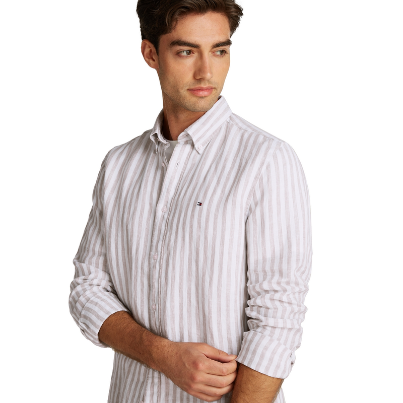 Heren Overhemd MW0MW385810AA Tommy Hilfiger BEIGE