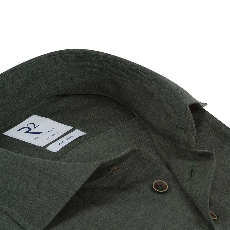 Heren Overhemd NOS.WOOL.004/070 R2 GROEN