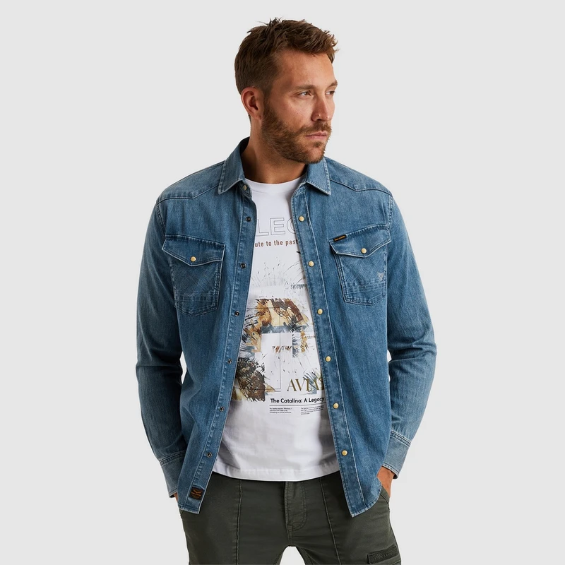 Heren Overhemd PSD2502205 PME Legend GREY DENIM