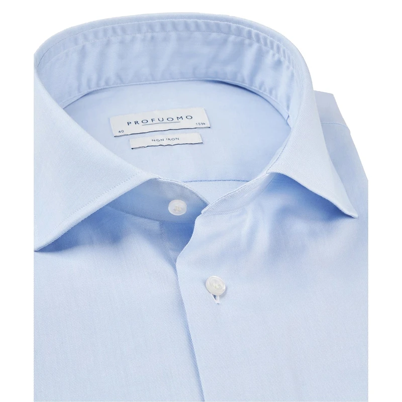 Heren Overhemd Slim Fit Cutaway Kraag Profuomo BLEU