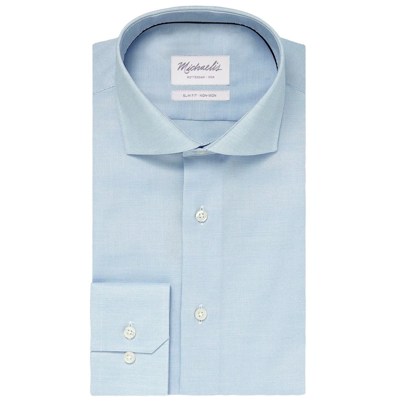 Heren Overhemd Slim Fit Cutaway Kraag Michaelis BLEU