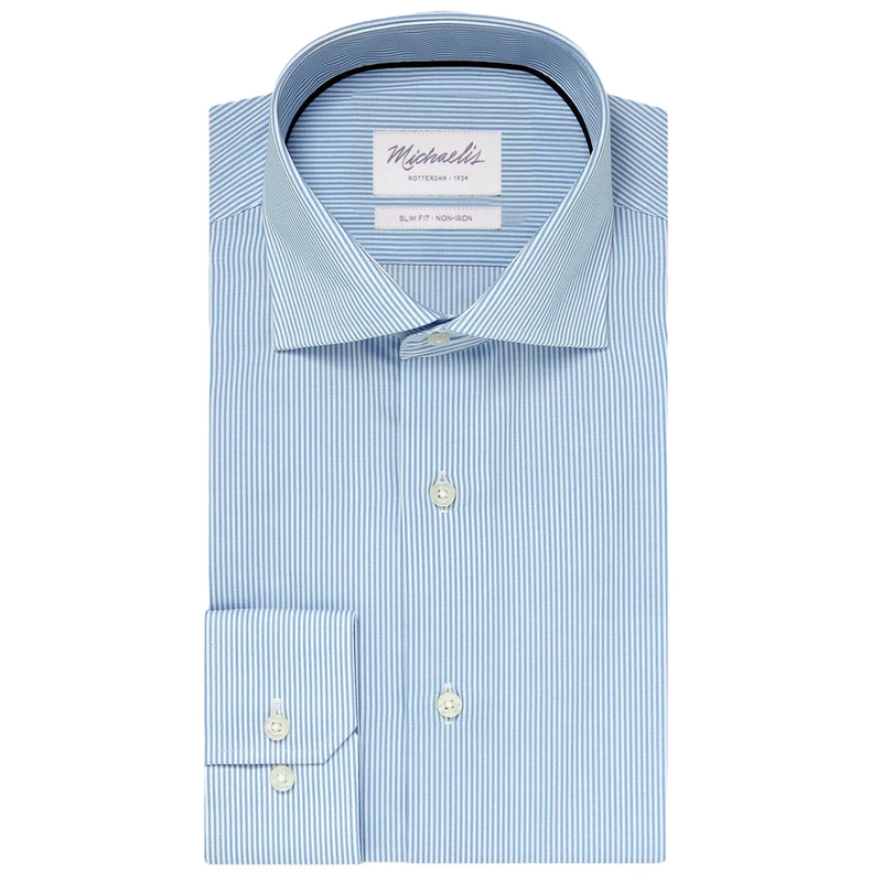 Heren Overhemd Slim Fit Cutaway Kraag Michaelis BLEU