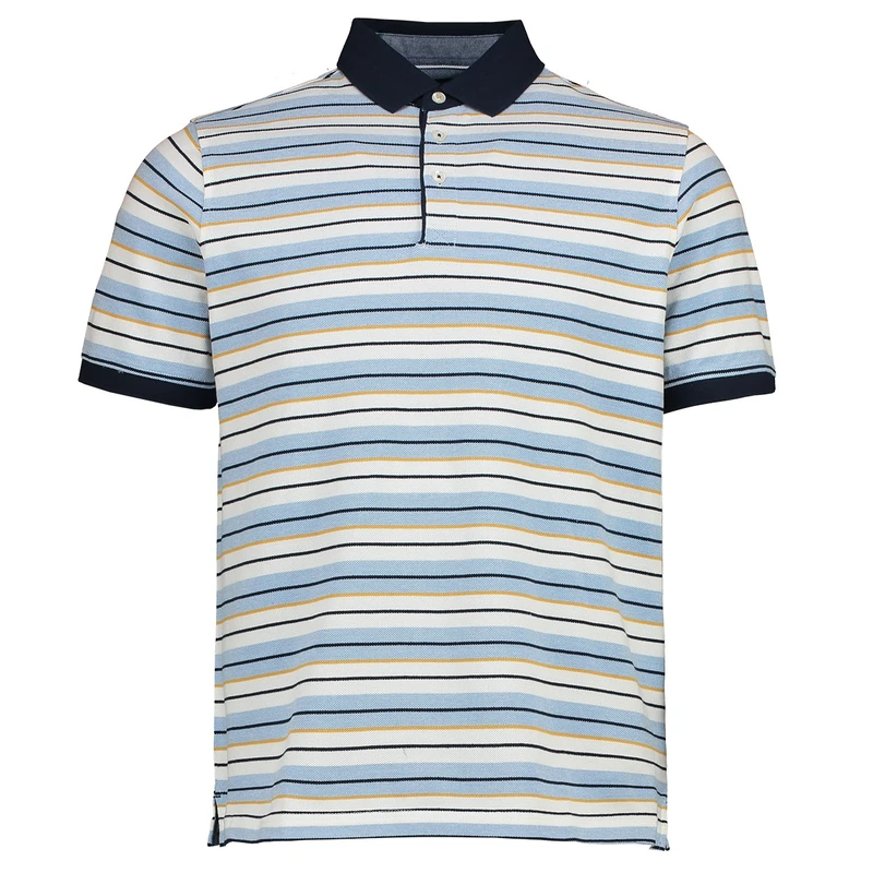 Heren Polo 315205 Polo streep Brighton Blue MIDDEN BLAUW