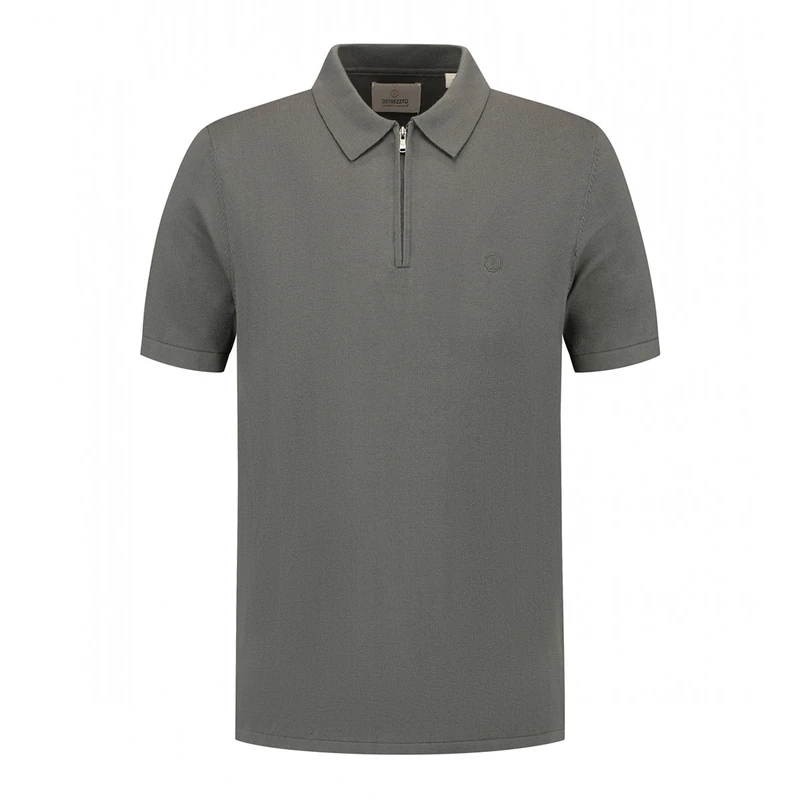 Heren Polo 420062 Dorian Zip Dstrezzed MIDDEN GRIJS