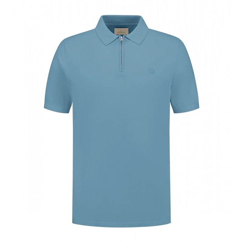 Heren Polo 420062 Dorian Zip Dstrezzed BLEU