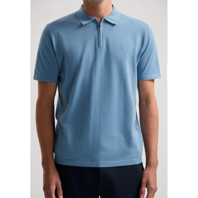 Heren Polo 420062 Dorian Zip Dstrezzed BLEU
