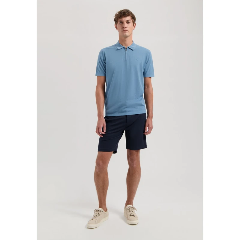 Heren Polo 420062 Dorian Zip Dstrezzed BLEU