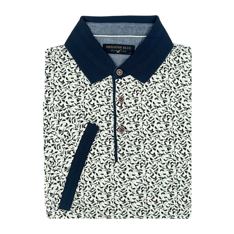 Heren Polo 5152105-73 Brighton Blue GROEN DESSIN