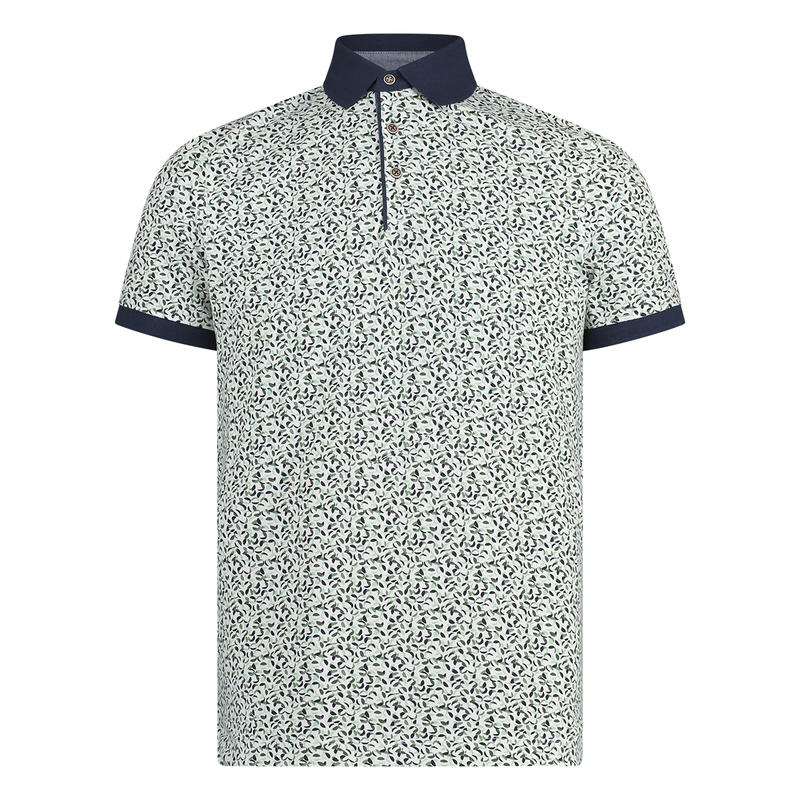 Heren Polo 5152105-73 Brighton Blue GROEN DESSIN