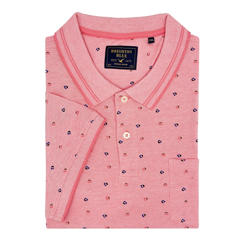 Heren Polo BBO35S-3002 Brighton Blue ROOD DESSIN