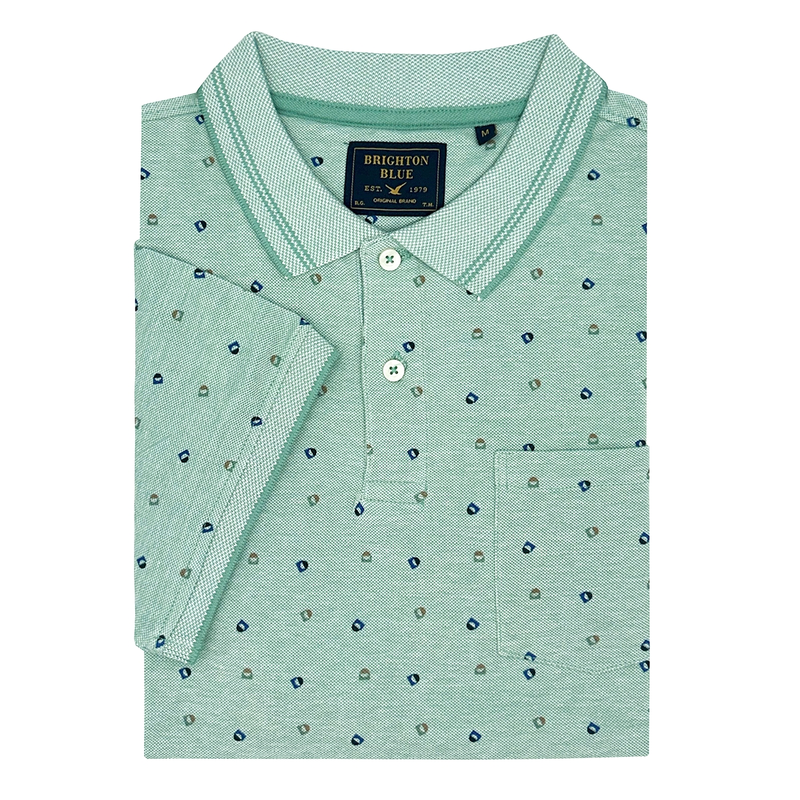 Heren Polo BBO35S-3002 Brighton Blue GROEN DESSIN