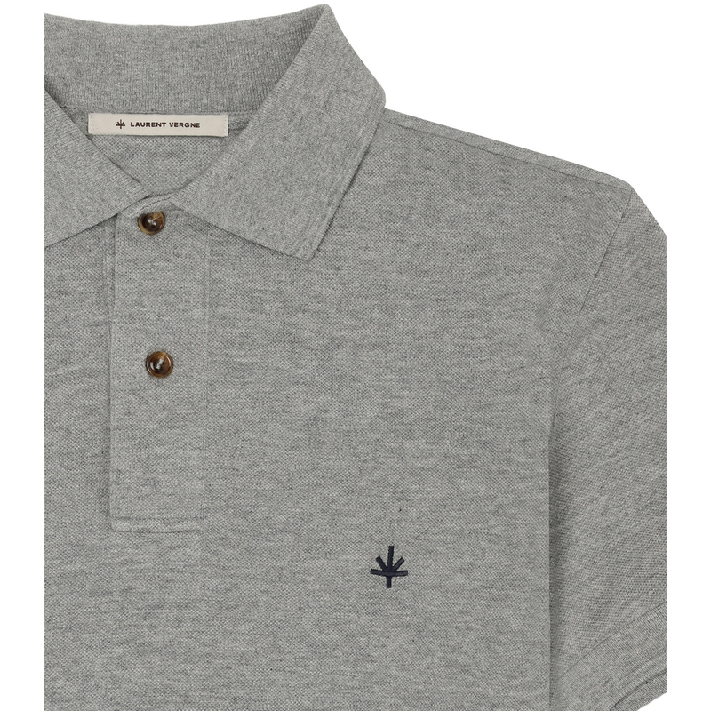 Heren Polo Cotton Grey Laurent Vergne MIDDEN GRIJS