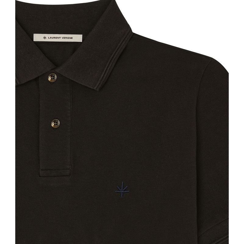 Heren Polo Hugo Cotton Brown Laurent Vergne MIDDEN BRUIN
