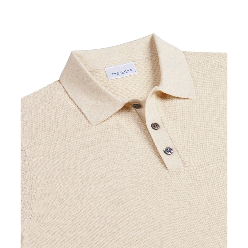 Heren Polo PPWD10003A Profuomo ECRU