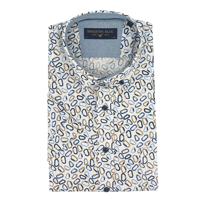 Heren shirt KM print FFSH1000 Brighton Blue DIVERSE kLEUREN