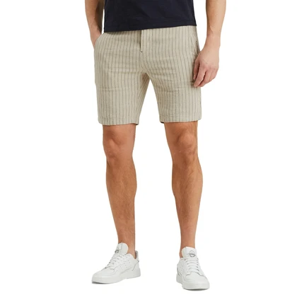 Heren Short CHINO SHORTS COTTON LINEN STRIPE