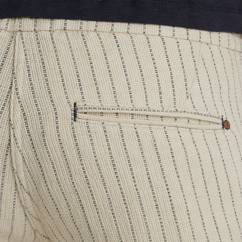 Heren Short CHINO SHORTS COTTON LINEN STRIPE Cast Iron LICHT GRIJS