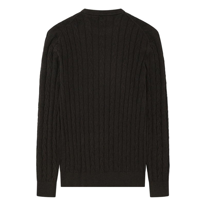 Heren Sweater Sorbonne Cable Brown Laurent Vergne MIDDEN BRUIN