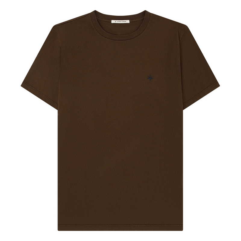 Heren T-shirt Cotton Brown Laurent Vergne MIDDEN BRUIN
