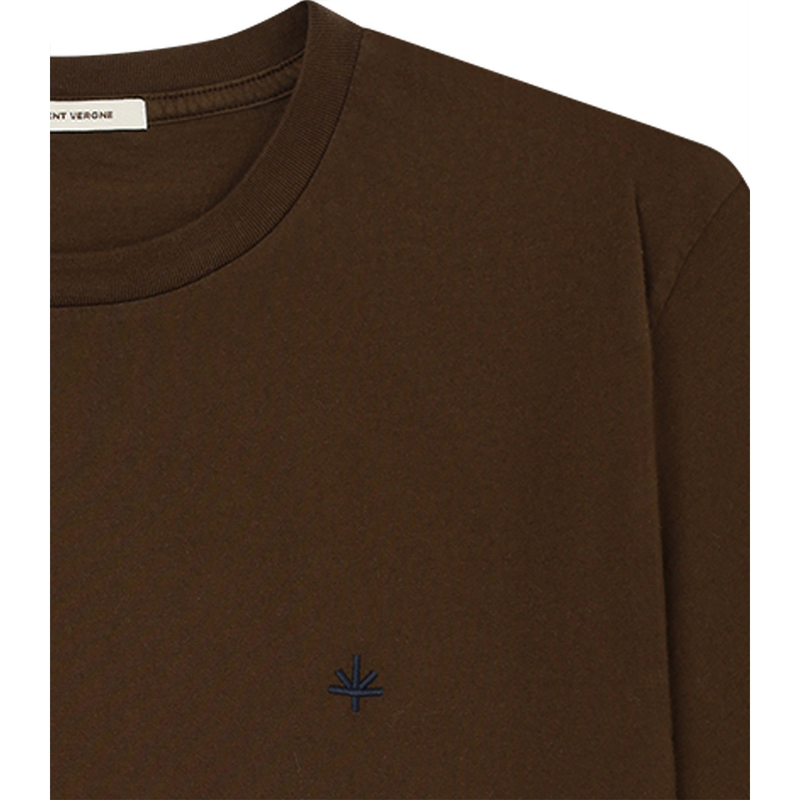 Heren T-shirt Cotton Brown Laurent Vergne MIDDEN BRUIN