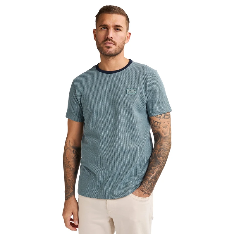 Heren T-shirt M-1050-TSR628 Petrol MIDDEN BLAUW