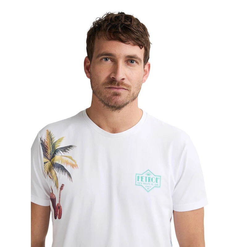 Heren T-shirt M-1050-TSR673 Petrol Wit