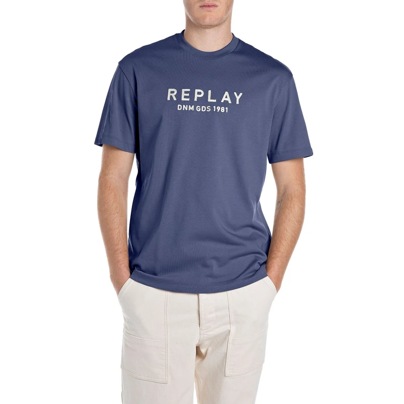 Heren T-shirt M3019.22662 Replay MIDDEN BLAUW