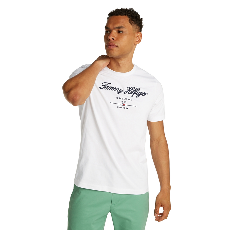 Heren T-shirt MW0MW33691.YBR Tommy Hilfiger Wit