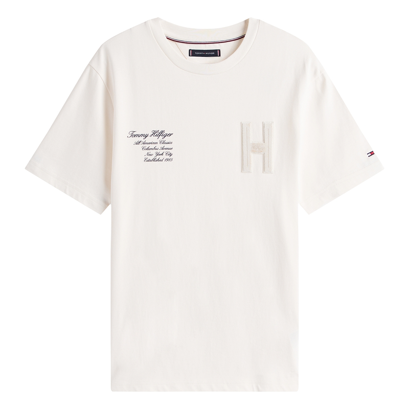 Heren T-shirt MW0MW39364Z00 Tommy Hilfiger ECRU