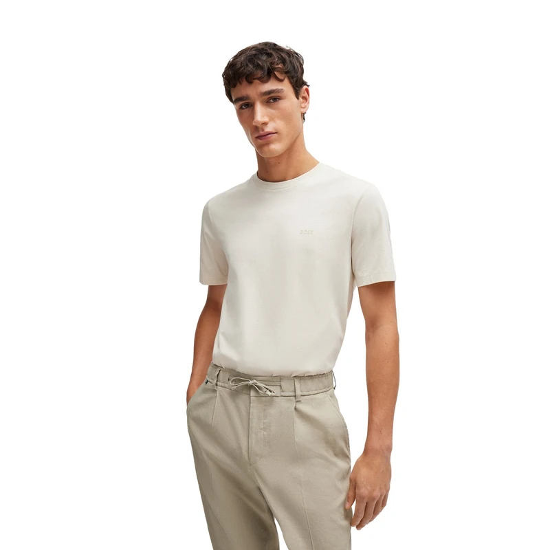 Heren T-shirt Thompson 01 10241525 01 Boss Black OFF-WHITE