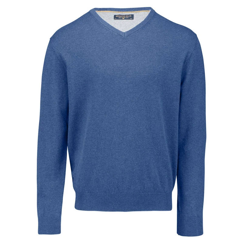 Heren Trui 328100 V-hals lm Brighton Blue BLEU