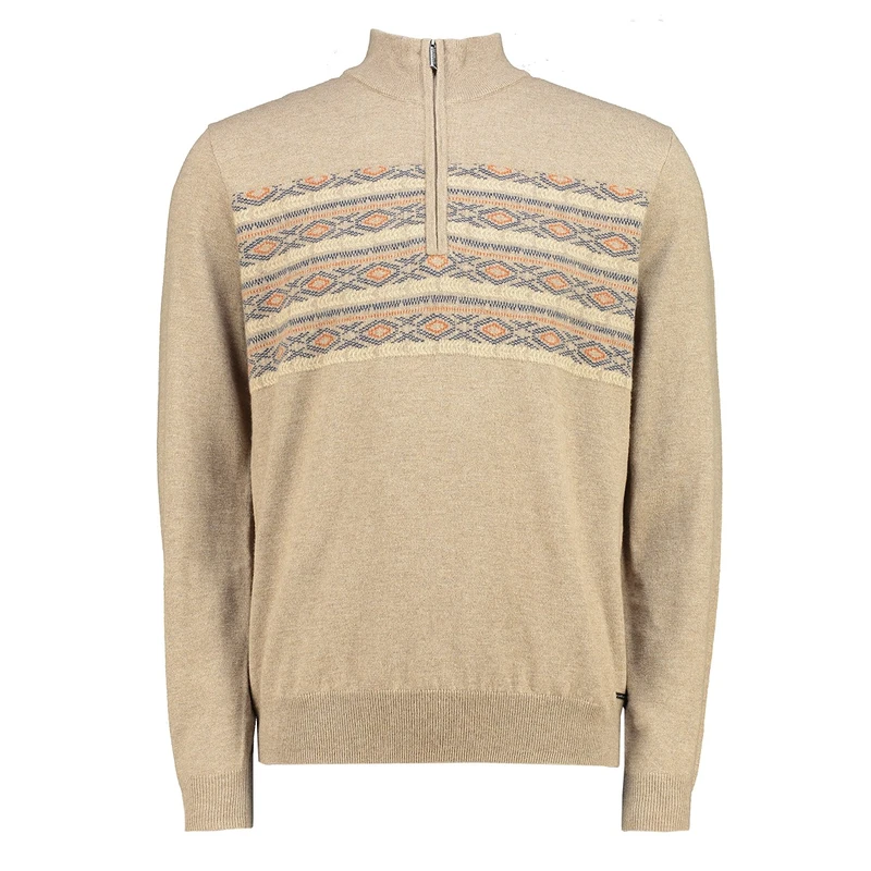 Heren Trui AP-545 Halfzip jacquard Gardeur Collectie TAUPE