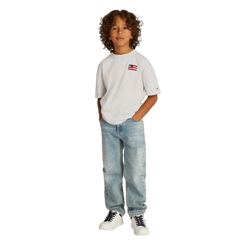 Jongens T-shirt KB0KB09531PMT Flag Tommy Hilfiger Wit