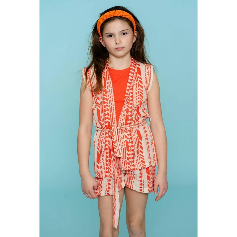 Meisjes Gilet 55064K-21 Geisha ZWART DESSIN