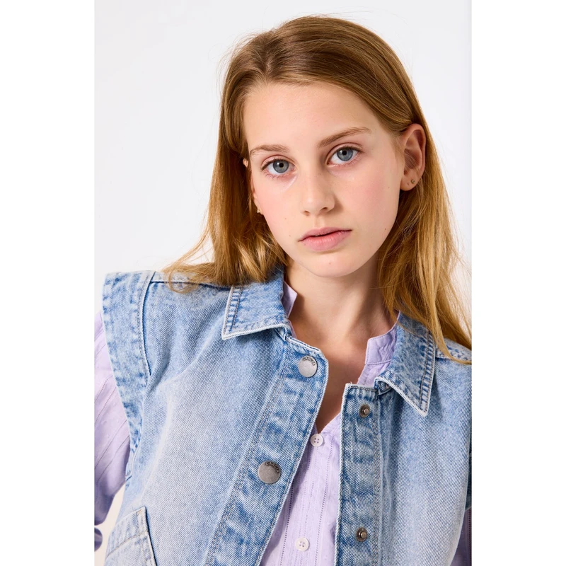 Meisjes Gilet B52456 Garcia MID BLUE DENIM