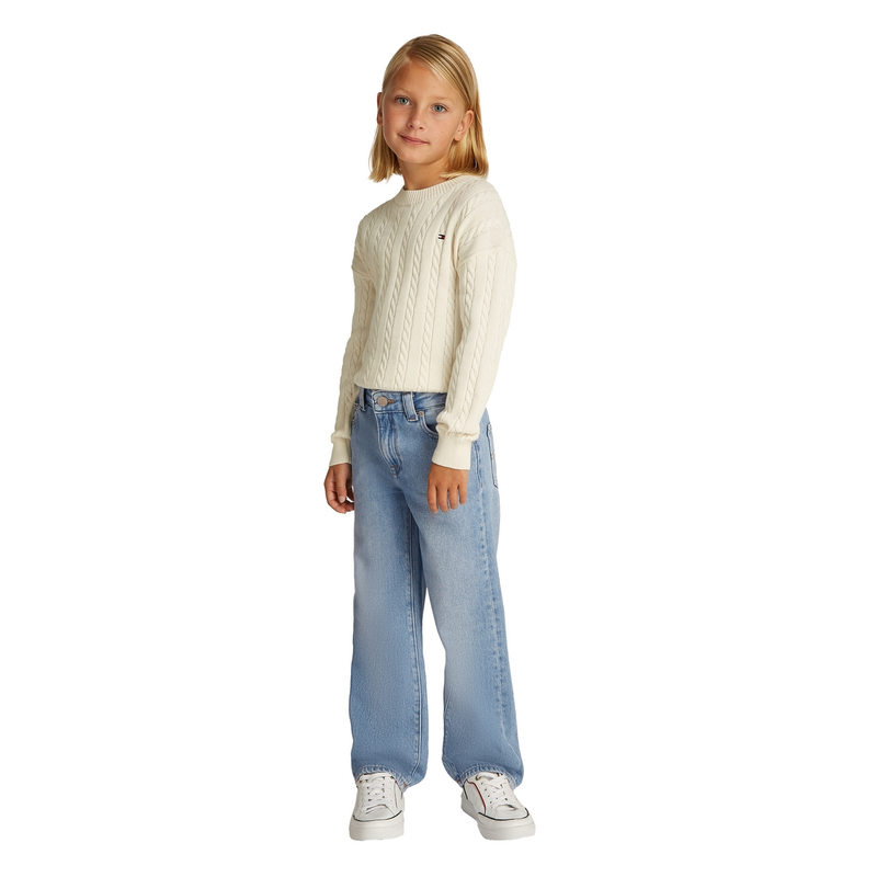 Meisjes Jeans KG0KG084021A4 jeans Tommy Hilfiger LIGHT BLUE DENIM