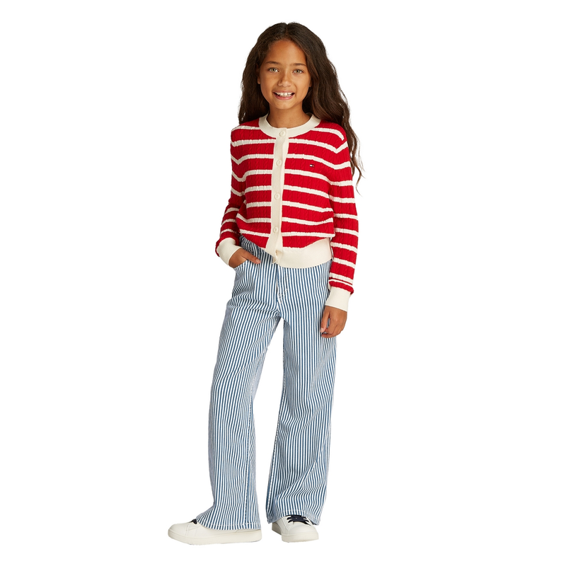 Meisjes Jeans KG0KG084051A4 Stripe Tommy Hilfiger BLEACHED BLUE DENIM