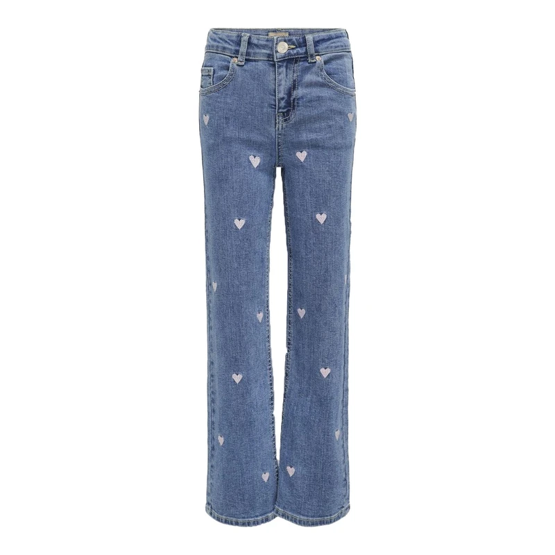 Meisjes Jeans KOGJUICY WIDE LEG HEART EMB JEANS N Only BLAUW DESSIN