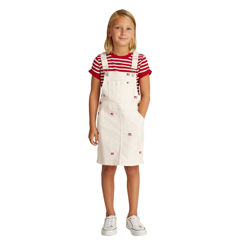 Meisjes Jurk KG0KG084901CD Tommy Hilfiger ECRU