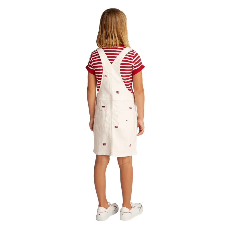 Meisjes Jurk KG0KG084901CD Tommy Hilfiger ECRU