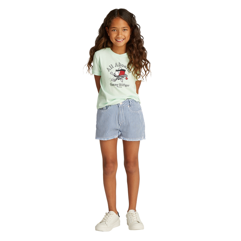 Meisjes Short KG0KG084441A4 Tommy Hilfiger BLEACHED BLUE DENIM