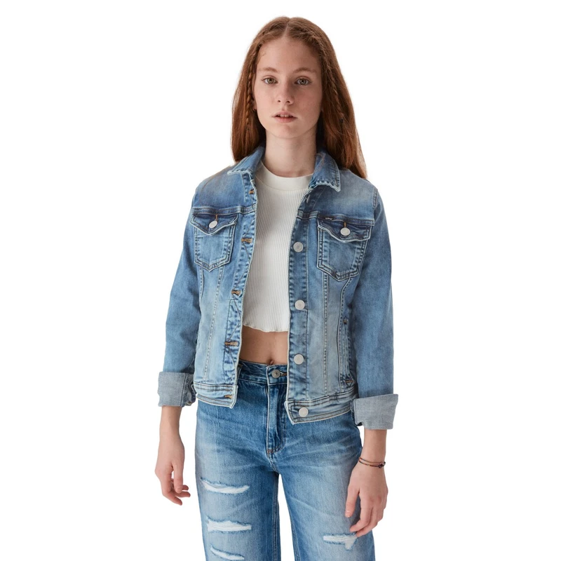 Meisjes Spijkerjack Eliza G Blenda LTB MID BLUE DENIM