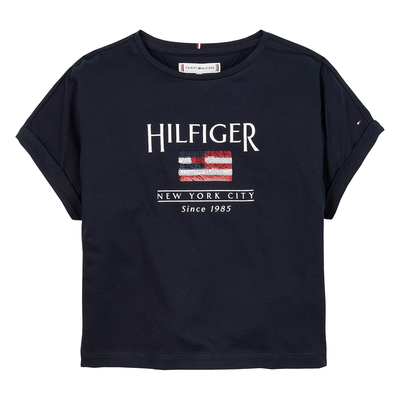 Meisjes T-shirt KG0KG08525C1G tee Tommy Hilfiger NAVY