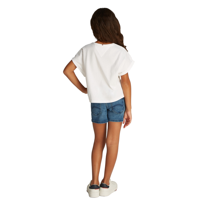 Meisjes T-shirt KG0KG08525YBR Tee Tommy Hilfiger Wit