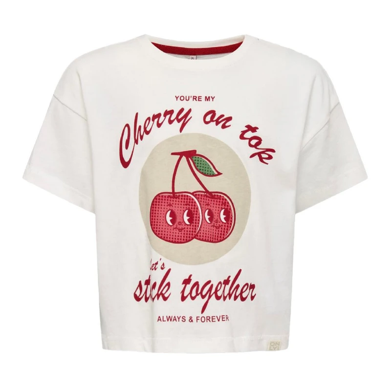 Meisjes T-shirt KOGCHARLOTTE Only ECRU