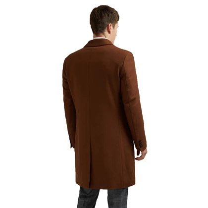 Premium dark tan melton overcoat