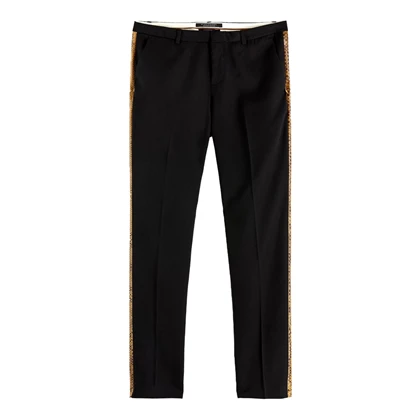Tailored pants with faux snake skin